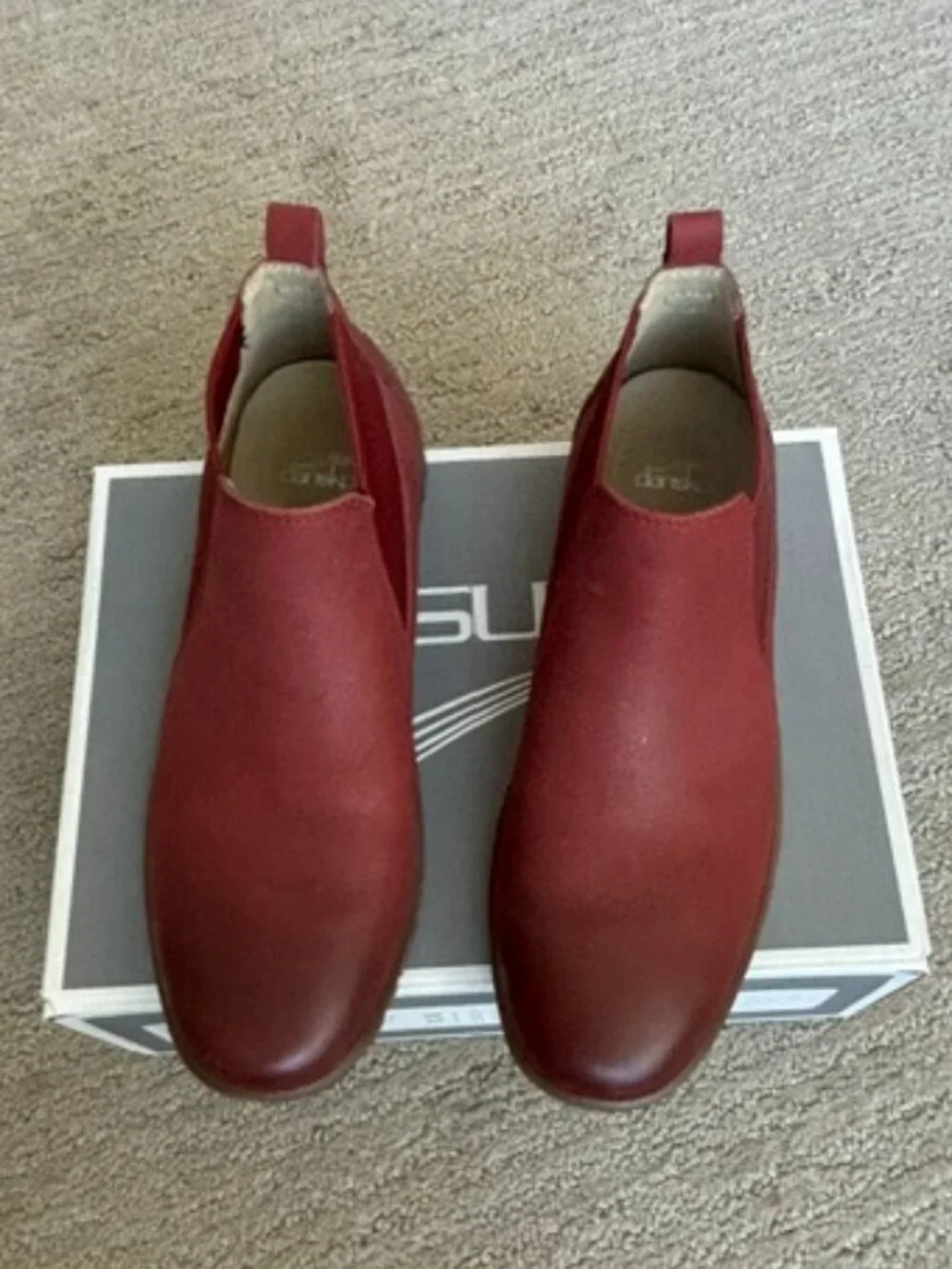 Dansko Louisa Burnished Calf Red Bootie in Perfect Condition